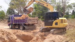 komatsu pc70-8 เปิดบ่อ2งาน จารย์กบ จัดเต็มอุ้ม ดั้มวิ่ง 7 คัน excavator and truck EP.6545