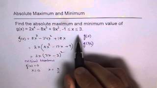 Calculus: Absolute Maximum Minimum for Polynomial First Derivative Application