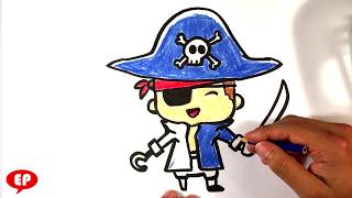 How to Draw a Pirate - Cute - Easy Pictures to Draw