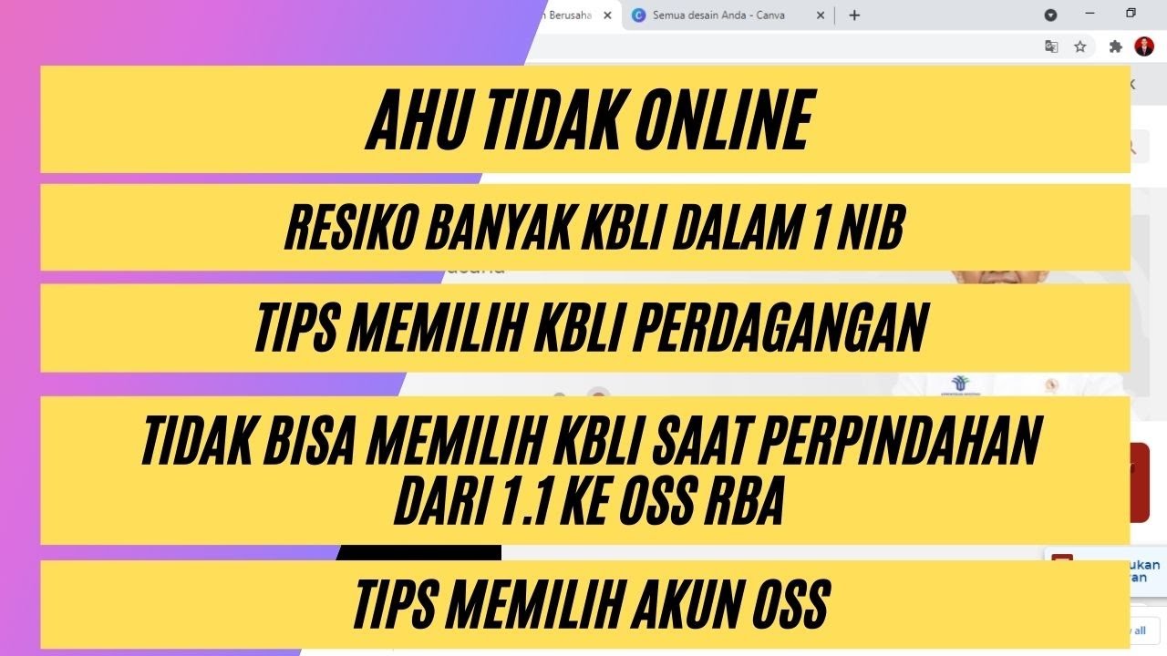 Ahu Tidak Online Dan Bagaimana Resikonya Jika 1 NIB Banyak KBLI Serta ...