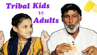 Tribal Kids vs Adults Eating Challenge | Food vs Kids