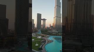 Burj Khalifa and Dubai Fountain early morning view from Burj Residences