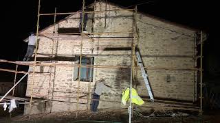 Lime Mortar Pointing An Old Stone Renovated Barn In France