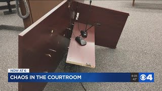 Courtroom damaged after multiple fights break out during murder trial hearing