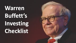 Buffett's Stock Investing checklist for high returns. Warren Buffett’s investment strategy