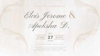 Big Day | Wedding Ceremony of Elvis Jerome S \u0026 Apeksha D | 27.10.2024 | 04.00PM - Hassan