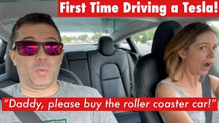 Her Reaction Was Priceless when she Test Drove a Tesla Model 3 and Model Y