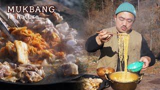 자연낭만 먹방] 김치삼겹살 라면 먹방 Eat Kimchi pork belly with ramyeonㅣMUKBANGㅣEATING SHOW