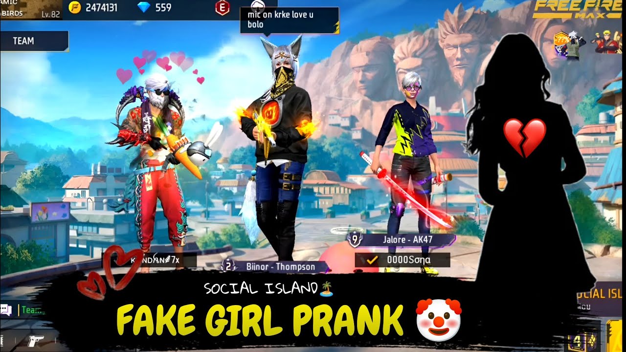 Fake Girl Prank In Social Island ёяше Fake Girl Prank In Free Fire