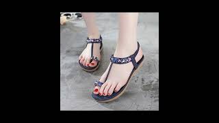 Summer stylish designWomen Ladies Weaving Ethnic Flat Bohemia Sandals Beach Casual Shoes