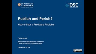 Publish and Perish? How to Spot a Predatory Publisher