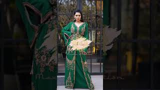 Kaftan Caftan Arabic style Hand Crafted Takchita in Green  - Made in India by Maxim Creation