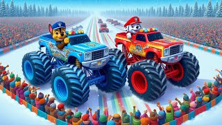 Paw Patrol Ultimate Rescue | Wonderful Winter - Blue and Red Monsters - Happy Story | Rainbow 3