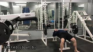 February 4, 2019 - 5x10 Bench Press (135/140 lbs)