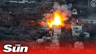 Ukrainian brigade destroys mortar Russian positions in HUGE explosion