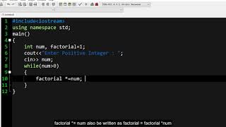 C++ | How to Find Factorial Using While Loop in C++ | Tutorials
