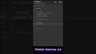 Day21 V02 ll Coding Writter ll C programming Normal pattern Tutorial ll #coding #correctcoding