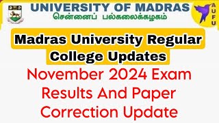 Madras University Regular Affiliated November 2024 Exam Paper Correction And Results 👍