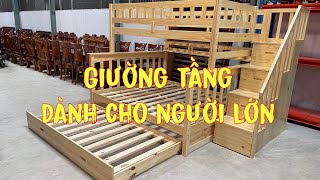 Mẫu giường tầng gỗ thông dành cho người lớn - Giải pháp tiết kiệm không gian cho nhà bạn