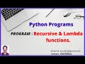 Recursive & Lambda functions in Python