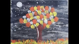 HOW TO PAINT GLOWING TREE IN MOONLIGHT| AMAZING PAINTING|