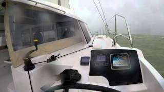 Sailing Nautitech Open 40 - doing 20 knots in heavy weather - yes, she is FAST !!