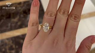 Yellow Gold 3.5 Carat Oval Cut Solitaire Engagement Ring In Sterling Silver