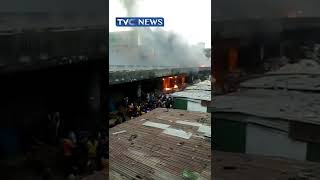 BREAKING - Fire Outbreak at Apongbon Under-Bridge Market
