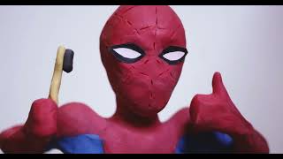 Spider-Man brushes his teeth