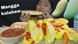 Mangga Kalabaw with Spicy ginamos na isda  sawsawan mukbang