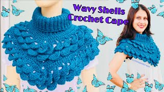 The Wavy Shells Crochet Cape-Scarf Neck Warmer 😍😍😍