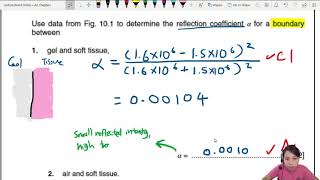 24.3b ON10 P42 Q10 Reflection Coefficient at Boundaries | A2 Medical Physics | CAIE A Level Physics