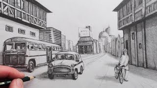 How to Draw a City Street View in 1-Point Perspective: Narrated