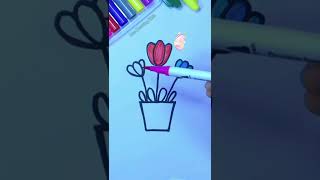 Easy Draw flower #shorts #viral #artist #satisfying #youtubeshorts #painting #drawing