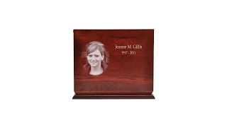 Cherry Finish Slide Top Wood Urn (Photo Engraved)