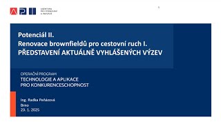 Regenerace brownfieldů pro cestovní ruch - výzva I.