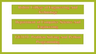 GE3151- Python Programming/ Simple Strategies