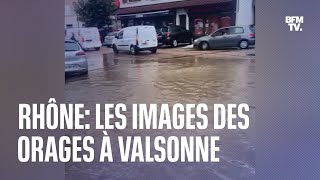 Rhône: les images de la grêle et des inondations à Valsonne