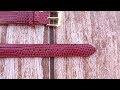 red full grain lizard leather strap for 1972 bulova accutron watch