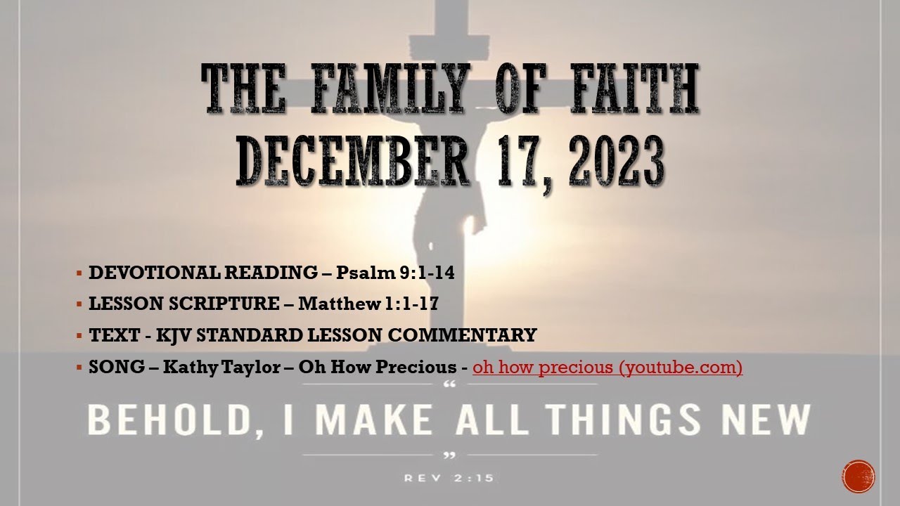 Sunday School Lesson - The Family Of Faith - 12172023 - SLMMBC - YouTube