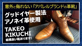 【革靴 靴磨き】意外と侮れないアパレルブランドの革靴 TAKEO KIKUCHI（タケオキクチ）アノネイ グッドイヤー Shoe Shine 【ASMR】