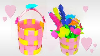 Paper craft | paper basket | flower basket | bouquet | gift craft | paper weaving basket | pookoodai