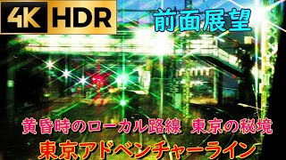 【4K HDR】黄昏時(たそがれどき)のローカル路線 前面展望 日向和田駅～青梅駅　青梅線　東京の秘境 Oume Line City lights