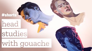 Head studies with gouache