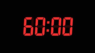60 Seconds Digital Countdown Timer | Black Background | Red Text | No Sounds