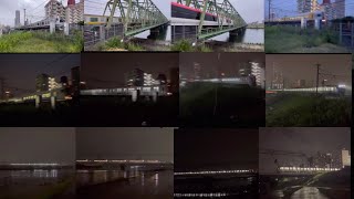 大雨の江戸川橋梁総武線と京成線高速通過集（B.B.BASEもあり）概要欄↓