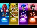 Knuckles The Echidna 🆚 Tails The Fox 🆚 Sonic The Hedgehog 🆚 Shadow The Hedgehog || Tiles Hop 🎶🎯