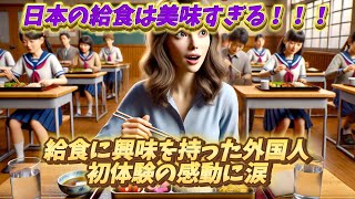 【海外の反応】衝撃の味！アメリカ人女性が初めて体験する日本の給食に大興奮！丨日本食 丨泣ける話丨感動丨朗読丨睡眠丨名作丨短編