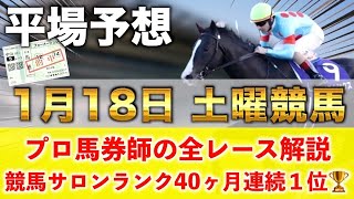 【1月18日土曜競馬予想】驚異の17週連続の新馬戦的中へ‼️プロが平場全レース予想を無料公開！【平場予想】