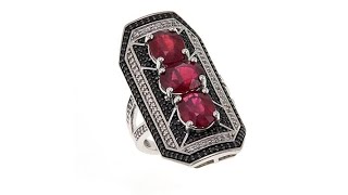 Rarities Gemstone Art Deco Elongated Rectangular Ring